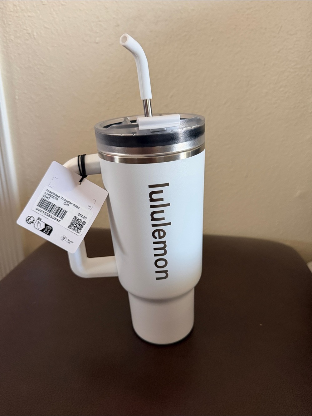 lululemon athletica White Insulated Tumbler with Handle and Straw 40 oz